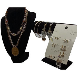 12 PC JEWELRY LOT COSTUME Gold Tone Bracelet, Necklace, Earrings Set New + VTG